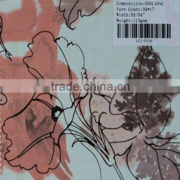 printed linen cotton fabric