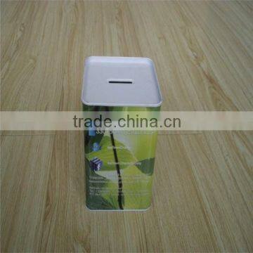 Hotselling fresh style square shaped tin money saving bank