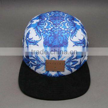 WHOLESALER CUSTOM EMBOSSED LEATHER PATCH 5 PANEL HATS PRINTING MACHINE