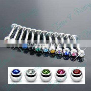 Mixed Color stone crystal Labret piercing Labret Ring 316L Surgical steel Fashion body jewelry