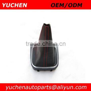YUCHEN Car Shift Gear Knob Gaitor Frame With Black/ Red Stitches Leather Boot For VW Golf V 5 Golf VI 6 OEM 1K0 711 113