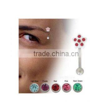 Star Eyebrow Ring With Gem Jewels