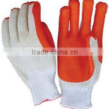 10 guage white yarn orange rubber coated gloves