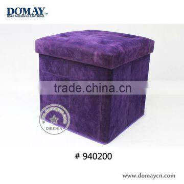 Guangzhou factory supply Suede Fabric folding footstool ottoman, violaceous storage ottoman