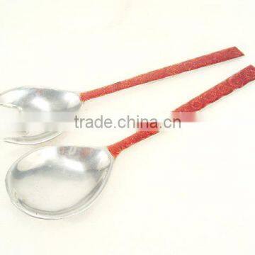 Salad Server set in aluminium polished, Salad servers with Enamel Handle, Salad server set, decorative salad servers