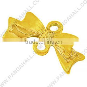 Metal Alloy Connector Links, Bow, Golden, Lead Free & Cadmium Free & Nickel Free, 20x10x3mm(EA11930Y-NFG)