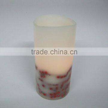 crater flame led wax candles artificial pillar with dry plant inside