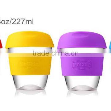 Mochic 8oz ECO Tritan silicone coffee cup with lids / BPA free tea tumbler wholesale coffee cup custom mugs