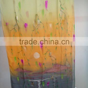 Hand Drawing Lady's Silk Long Scarves Shawl Scarf photo-2