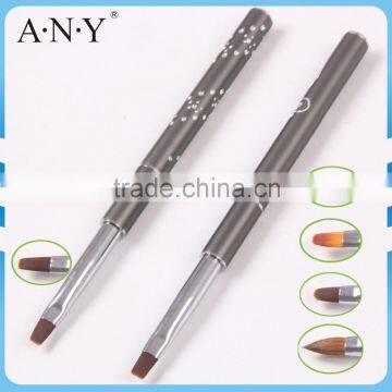 ANY Nail Art UV Gel Nails Building Metal Handle Nylon Hair Flat UV Gel Nail Brush