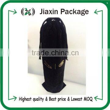 2015 Gold Printing Drawstring Velvet Bag for Wine Bottle Package photo-3