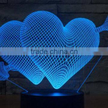 266-Romantic Heart Love Shape Led Lamp 3d Optical 3d Sculpture Illusion Art Special Light Desk Led Lamp photo-3