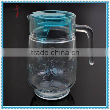 Machine Made 1.5L Glass Juice Jug With Spout Water Jug With Side Handle