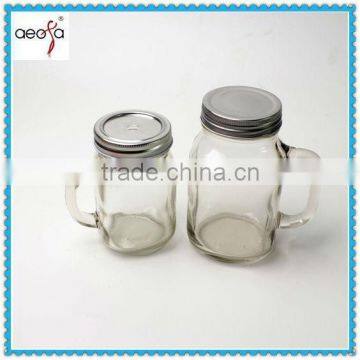 Hot sale new design cheap glass mason jars with tin lid and handle