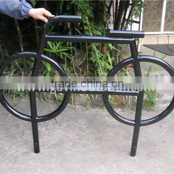 Bike shaped metal bike parking rack steel bike corral