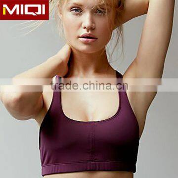 Hot Sale OEM Service MIQI Apparel Cheap Wholesale Nylon Spandex Plain Sport Bra Women photo-2