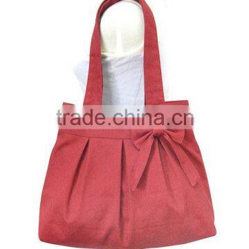 cotton canvas tote bag / bow purse / shoulder bag / diaper bag - zippered closure fashion bag ladies bag