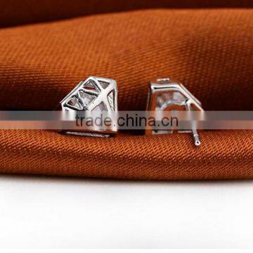 Mini Small Little Tiny Gold Diamond Shape Stud Earrings Unisex Fashion Jewelry