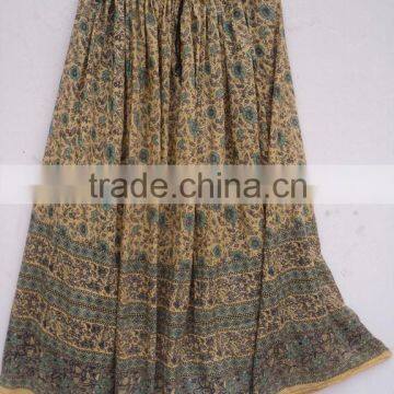 2015 new cotton voile fabric printed broom stick skirts / Long dancing skirts wear for girls in summer