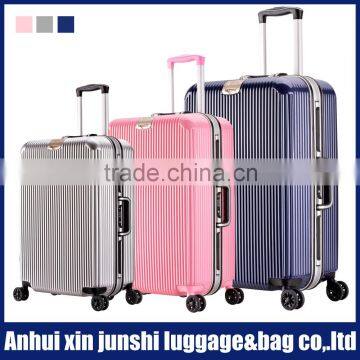 brand aluminum luggage new design plastic frame pure pc luggage and bags 3 piece trolley luggage set