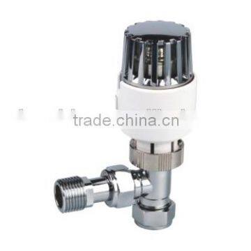 Thermostatic Radiator Valve with Angle body chrome white head and compression ends