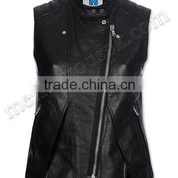 High Fashion Armsless Women Leather Jackets