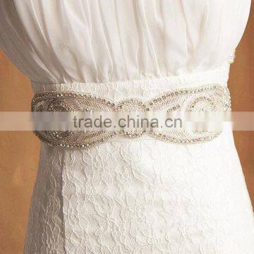 36*6.2cm Fancy Rhinestone Trim Applique Wedding Dress Belt photo-2