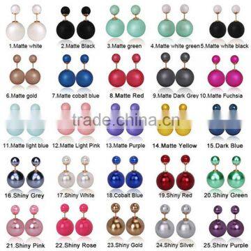 <<<2015 Fashion Pearl Stud Earrings Cheapest Double Side Pearl Stud Earrings Big Pearl Earrings For Women/ photo-4