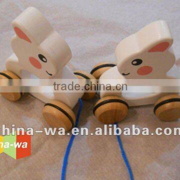 new wood hand-drawn or dragged animal cart toy