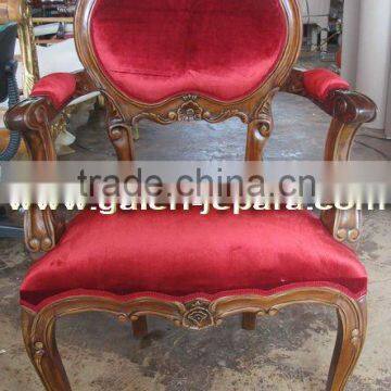 Antique Restaurant Arm Chair with Red Velvet fabric - Wooden Furniture Manufacturer