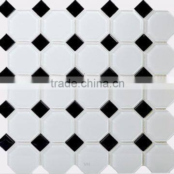 2016 New Rhombus and Hexagon Black and White Glass Mosaic Tile