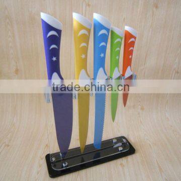 2014 newest design most view kitchen knife set with block ,non-stick knife
