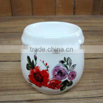 Household Cute Ceramic Egg Holder/ Cup with Flower Decal