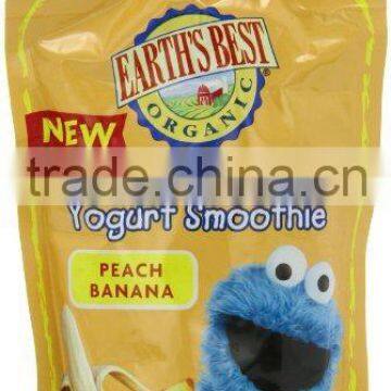 Spout Pouch for Organic Fruit Yogurt Smoothie, Peach Banana