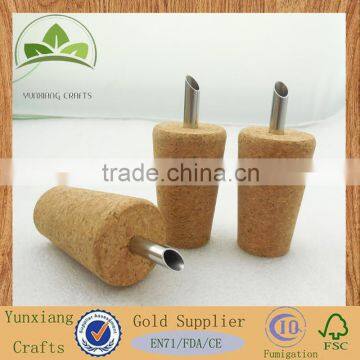 Tapered cork bungs stopper with Stainless steel tube