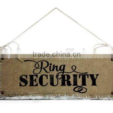 Wooden Home Sign Handmade Customized Burlap Printing photo-4