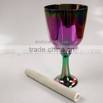 purple titanium quartz crystal singing Grail bowl with handle or stand and seven color