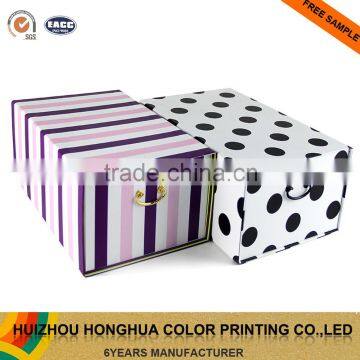 Paper Storage Box Folding Stripes Drawer Gift Box with Metal Pull Ring