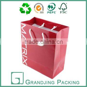 Fashion red color apparel shopping paper bag with logo printing