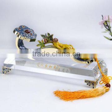 RORO Chinese Traditional Wishful Life Ruyi ginseng enamel crystal decorative article for home decoration