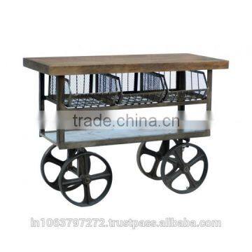 Iron Trolly with wooden top