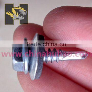 white/yellow zinc six truss head drill end screw with waterproof washer