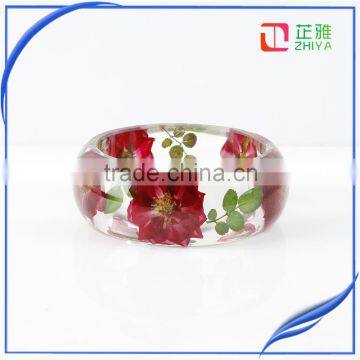 2016 Pressed Dried Real Flowers Clear Resin Bracelet Bangle for Women photo-2