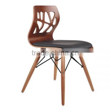 2015 New Leatherette Cushion Plywood Dining Chairs with Wooden Legs