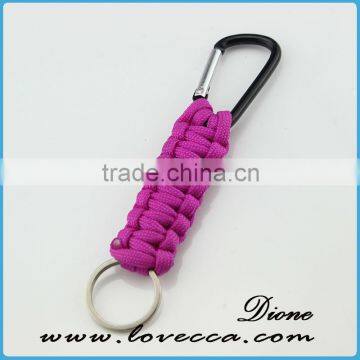 Customized 350/480/550 pink paracord self defence round metal keychain with Logo