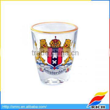 Best selling custom painted glass shotglass for tourist souvenir