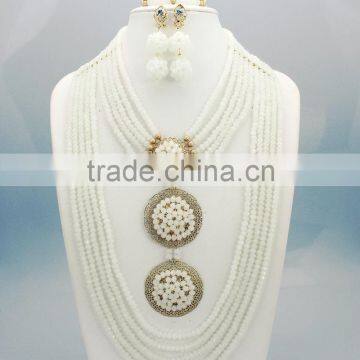 White crystal nacklace and earrings set new designs jewelry beads set coral SD104