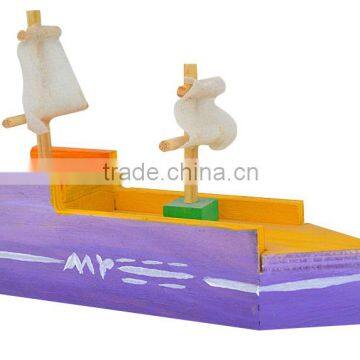 New Design 3D Children Birthday Gift Beautiful Wooden Ship Boat Models Toy