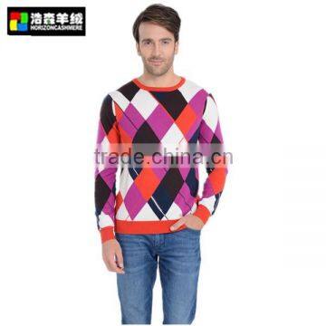 Men Colorfu Pure Cashmere Sweater, Man Comfortable Orange Pullover