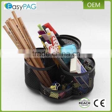 China Factory Made Desktop Fancy Custom Rotating Metal Mesh Pen Holder